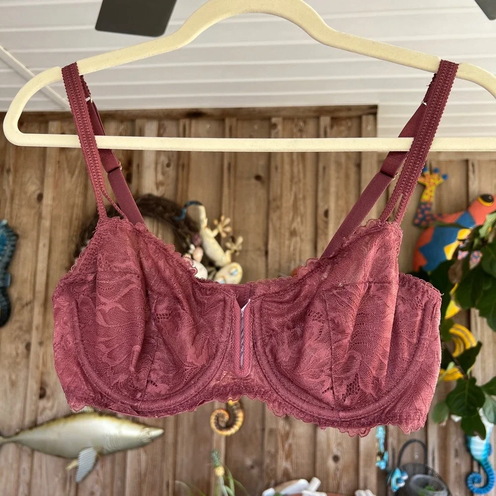 Auden Lace Underwire Bra 36B Dusty Rose Mauve Unlined Full‎ Coverage